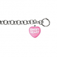 Sweethearts Enamel  Sweet Heart  Heart Charm on 7 5  Bracelet