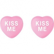 Sweethearts Enamel  Kiss Me  Heart Shaped Sterling Silver Earrings