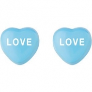 Sweethearts Enamel  Love  Heart Shaped Sterling Silver Earrings