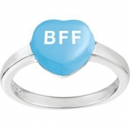 Sweethearts Enamel  BFF  Heart Shaped Sterling Silver Ring