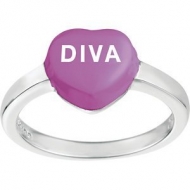 Sweethearts Enamel  Diva  Heart Shaped Sterling Silver Ring