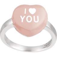 Sweethearts Enamel  I Heart You  Heart Shaped Sterling Silver Ring