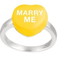Sweethearts Enamel  Marry Me  Heart Shaped Sterling Silver Ring