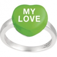 Sweethearts Enamel  My Love  Heart Shaped Sterling Silver Ring