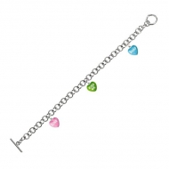 Sweethearts Enamel  Love  Kiss Me  XOXO  3 Heart Charm Bracelet