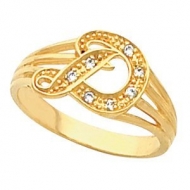 Fancy Script Initial Diamond Ring