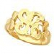 Fancy Script Gold Initial Ring