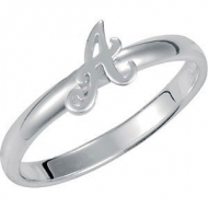Fancy Script Stackable Sterling Silver Initial Ring