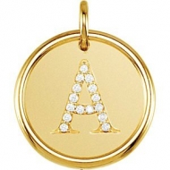 Letter  A  Posh Mommy Initial Roxy Pendant with Diamonds