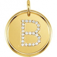 Letter  B  Posh Mommy Initial Roxy Pendant with Diamonds