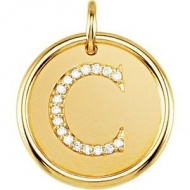 Letter  C  Posh Mommy Initial Roxy Pendant with Diamonds