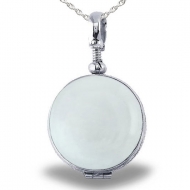 Sterling Silver Glass Dome Locket w  Greek Key Rim