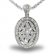 Sterling Silver Oval   CZ Locket