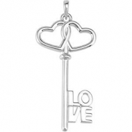 Double Heart Love Is Key Pendant