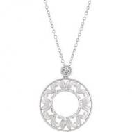 Sterling Silver Cirlce Diamond Pendant