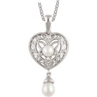 Freshwater Cultured Pearl and Diamond Pendant