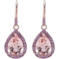Genuine Morganite   Amethyst Lever Back Earrings