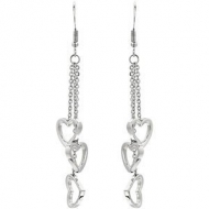Stainless Steel Triple Heart Dangle Earrings