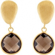 Genuine Checkerboard Smoky Quartz Earrings