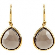 Smoky Quartz Earrings with 14k Yellow Gold Plating