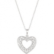 Sterling Silver Heart Diamond Pendant