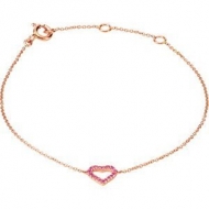 Genuine Pink Sapphire Heart Adjustable Bracelet