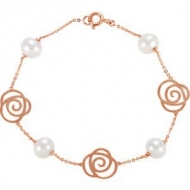 Freshwater Cultured Pearl Floral Design Bracelet