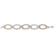 Immersion Plated Stainless Steel Hammered Oval Link Bracelet
