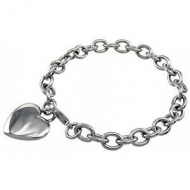Stainless Steel Rolo Heart Bracelet