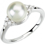 Freshwater Cultured Pearl   Diamond Ring