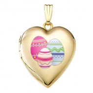 Solid 14K Yellow Gold Color Laser Sweetheart Locket