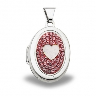 Sterling Silver Swarovski Crystal Oval Locket