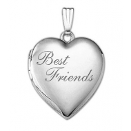 14K White Gold  Best Friends  Heart Locket