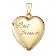 Solid 14K Yellow Gold  Best Friends  Heart Locket