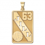 Personalized Volleyball Pendant w  Cut out Name   Number