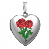 14k White Gold Sweetheart  Roses  Locket