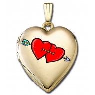 14K Gold Filled  Valentines Arrow Hearts  Sweetheart Locket