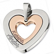 Personalized Stainless Steel Couple s Heart  Pendant