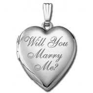 14k White Gold Sweetheart    Will You Marry Me    Locket