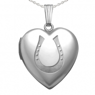 Sterling Silver  Horseshoe  Heart Locket