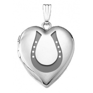 14k White Gold  Horseshoe  Locket