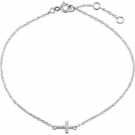 Cubic Zirconia Sideways Cross Design Bracelet