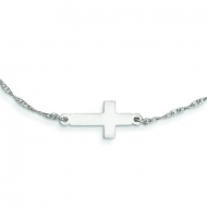 Sterling Silver Small Sideways Cross Necklace