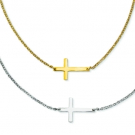 Stainless Steel Double Sideways Cross Layered Necklace