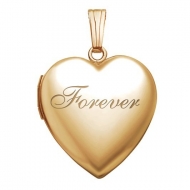 Solid 14K Yellow Gold Forever Heart Locket