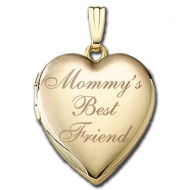 Solid 14K Yellow Gold Mommy s Best Friend Heart Locket