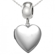 Sterling Silver  Pandora Style  Bead Charm Heart Locket