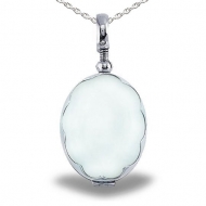 Sterling Silver Glass Dome Locket w  Scalloped Frame