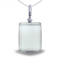Sterling Silver Rectangle Shaped Glass Dome Locket