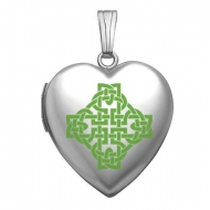 Sterling Silver  Color Celtic Knot   Heart Locket
